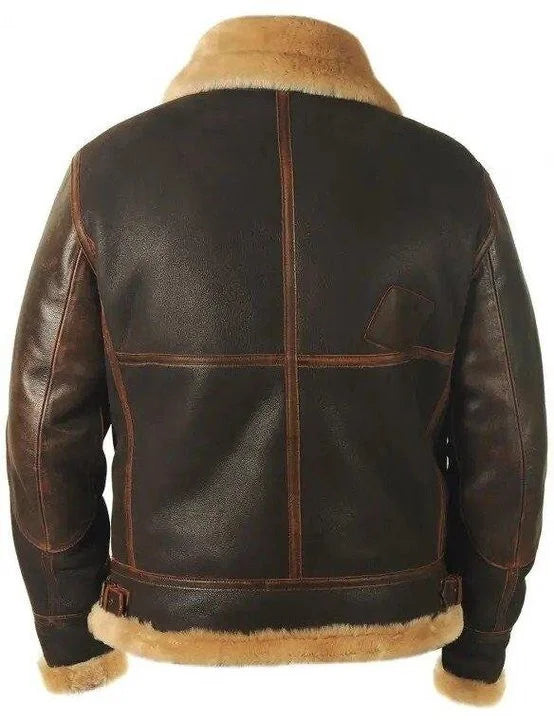 Chaqueta de cuero auténtico – Chaqueta elegante con cuello de piel para frío