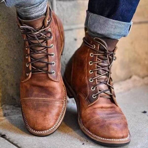 Botas de cuero hombre – Zapatos elegantes y cómodos de cuero sintético