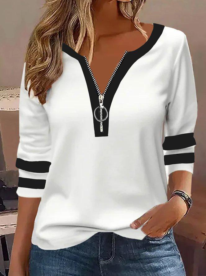 Top Color Block Mujer – Blusa Casual de Diseño Moderno y Confortable