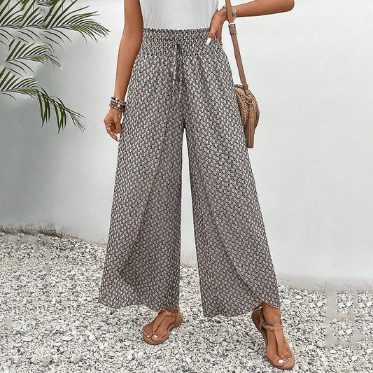 Pantalón amplio mujer – Pantalón con cintura elástica y cordón cómodo