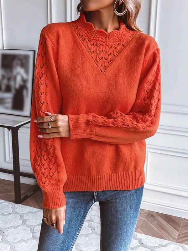 Suéter naranja alto mujer – Suéter sólido de moda y cómodo