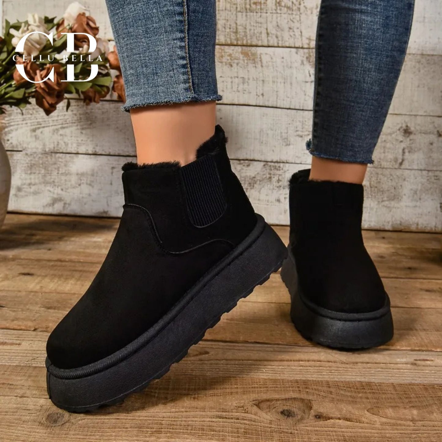 Botas de invierno mujer – Botas suaves elegantes y cálidas en negro