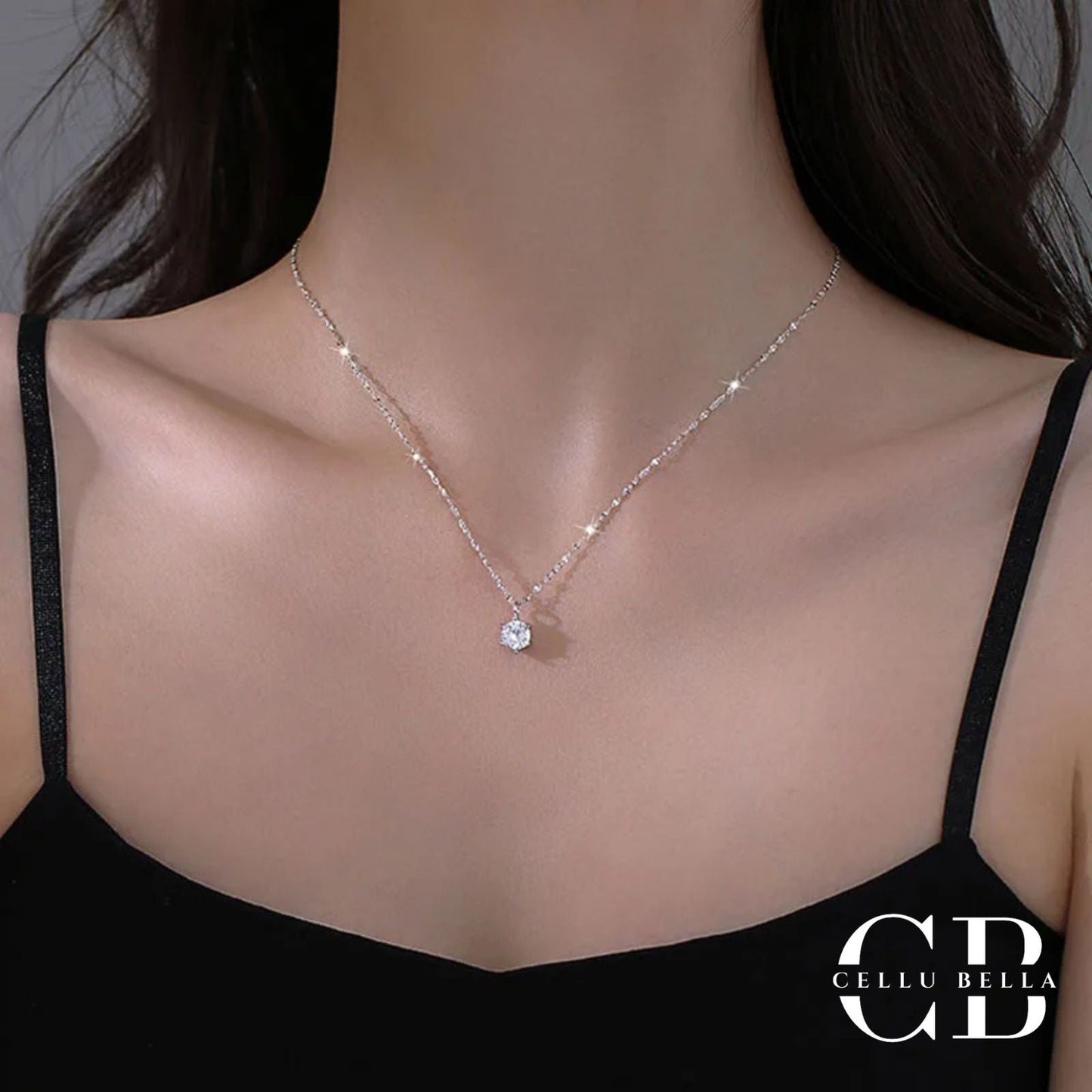 Collar de plata 925 con colgante de circonio brillante – Joyería elegante y moderna