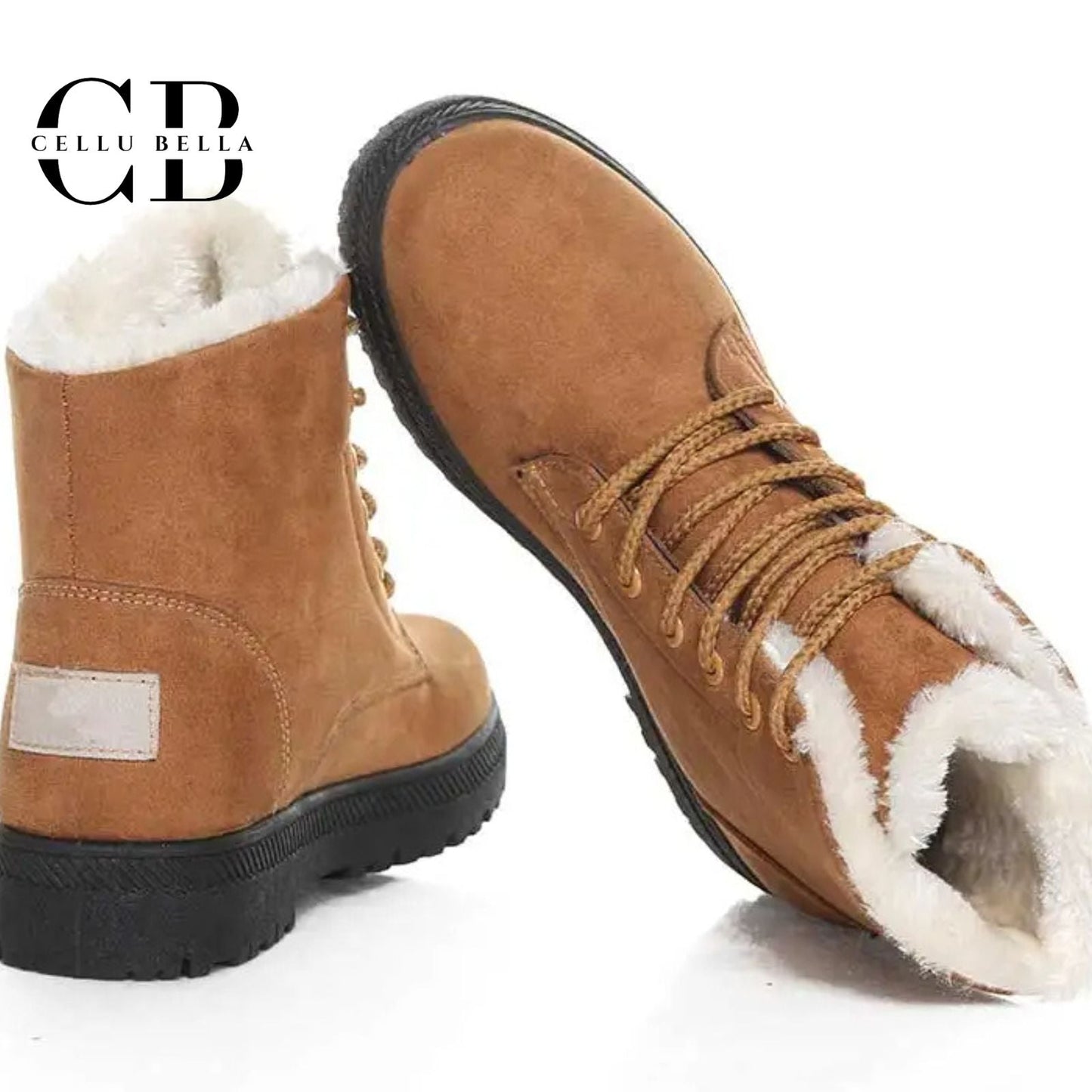 Botas de invierno elegantes para dama – Botas con forro de peluche y suela de goma robusta en marrón