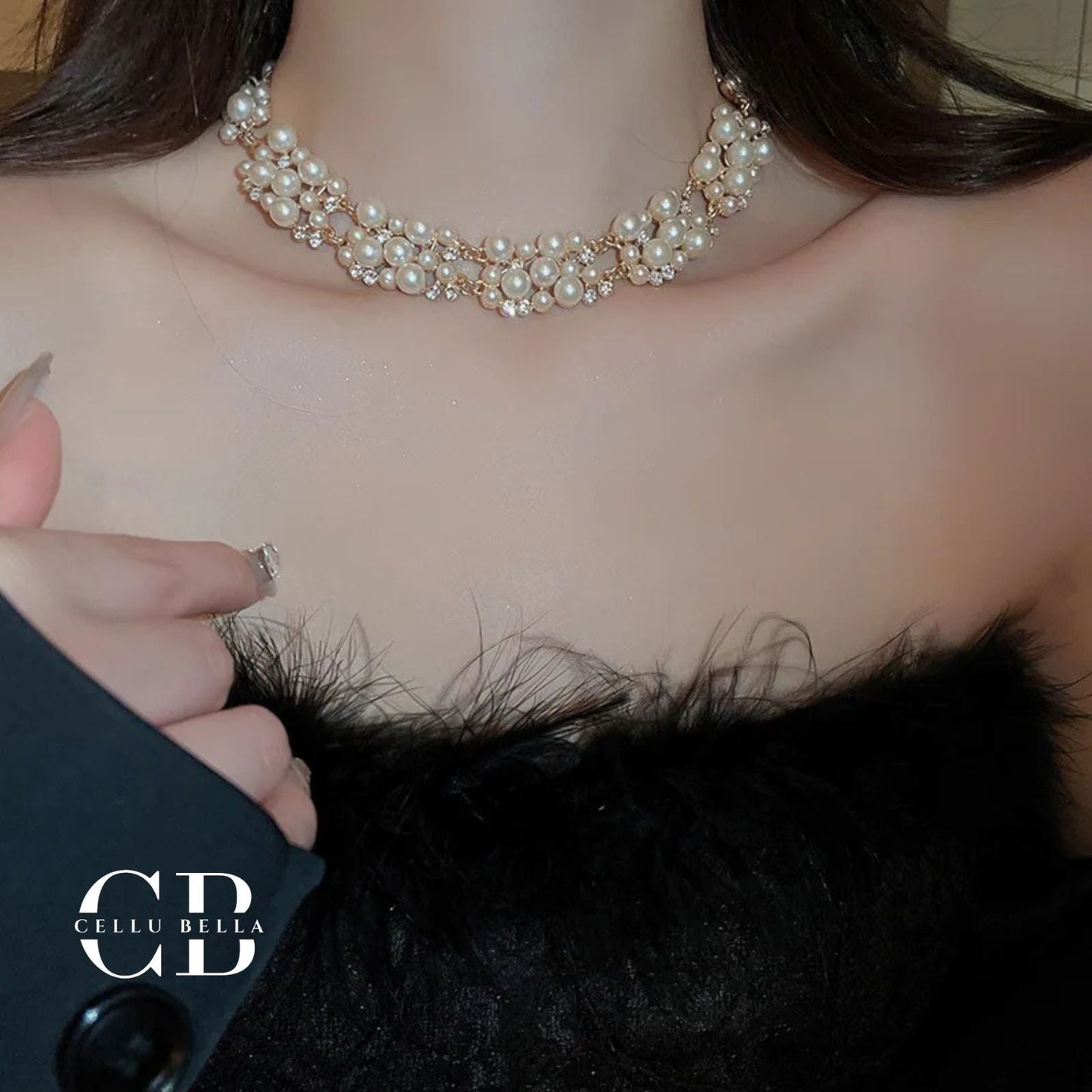 Conjunto de joyas de lujo – Perlas y strass elegantes para ocasiones especiales