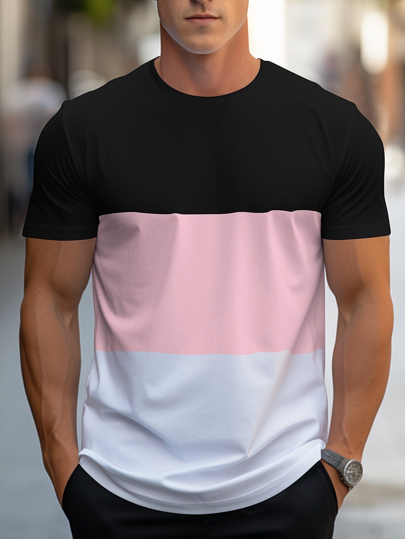 Camiseta a rayas moderna – Camiseta de contraste elegante y fresca