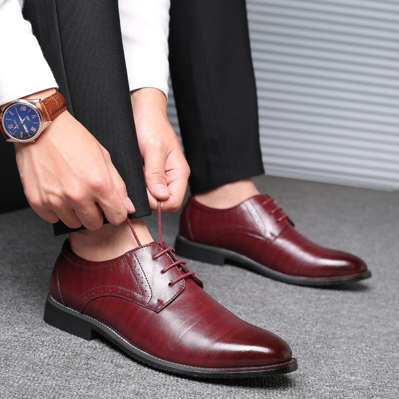 Zapatos de cuero grandes para hombres – Calzado cómodo con suela de goma para todas las estaciones