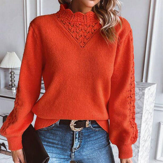 Suéter naranja alto mujer – Suéter sólido de moda y cómodo