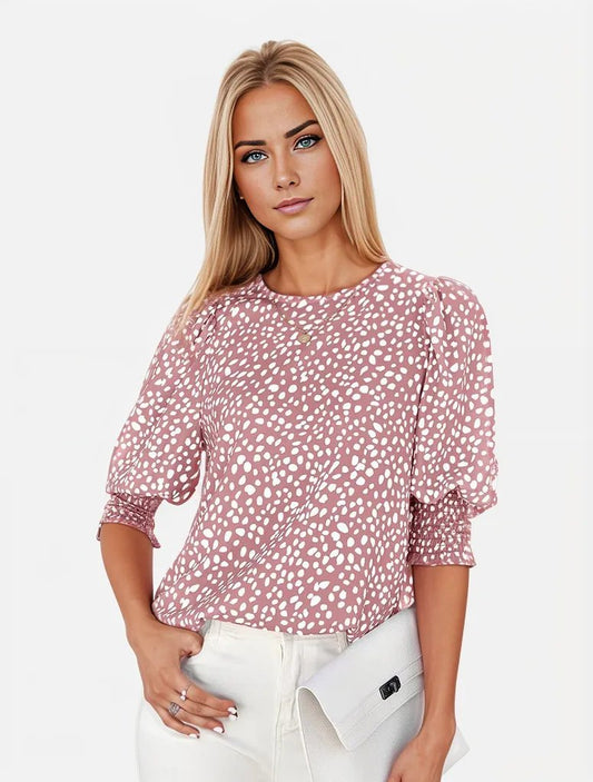 Top Rosa Mujer – Blusa Cuello Redondo Elegante y Cómoda