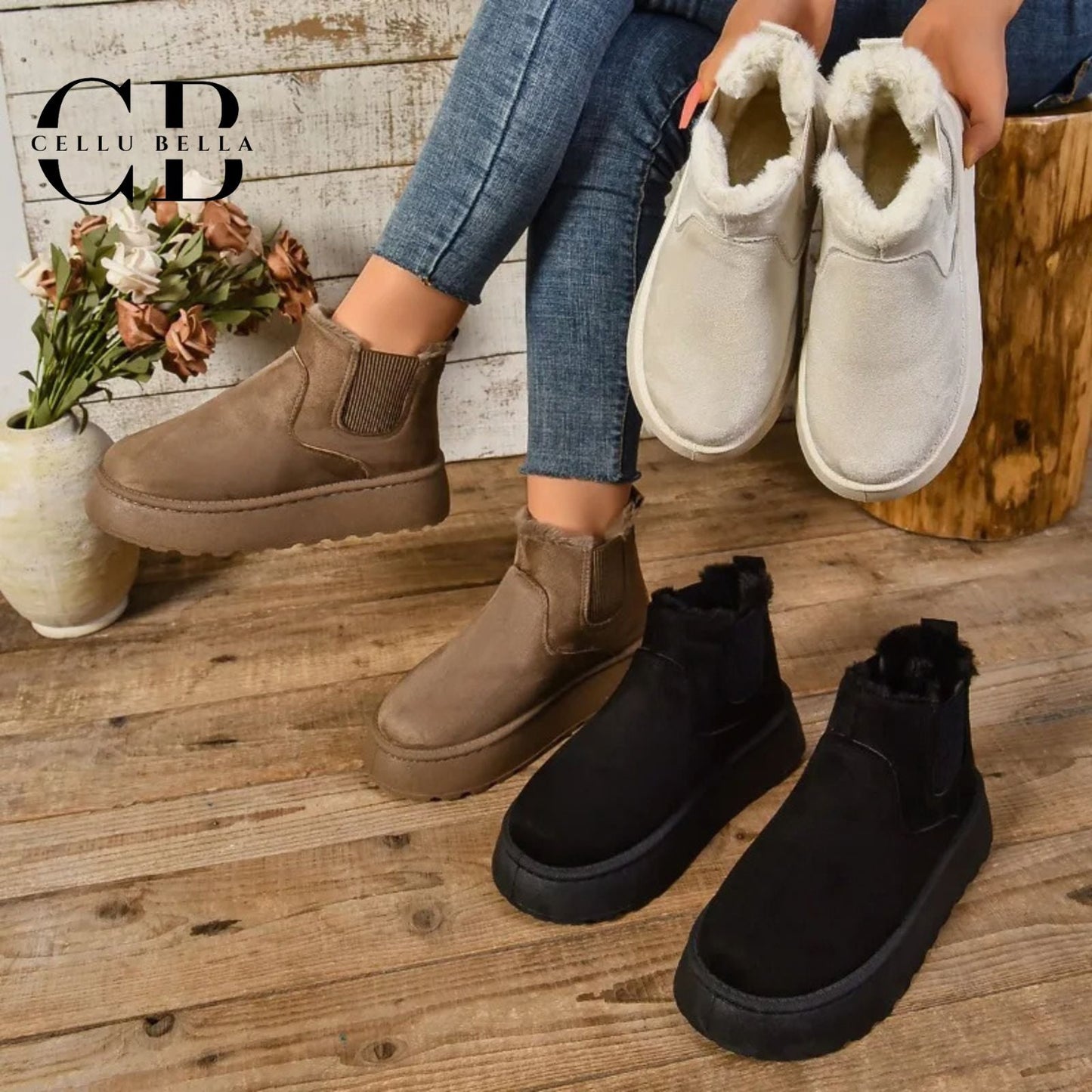 Botas de invierno mujer – Botas suaves elegantes y cálidas en negro