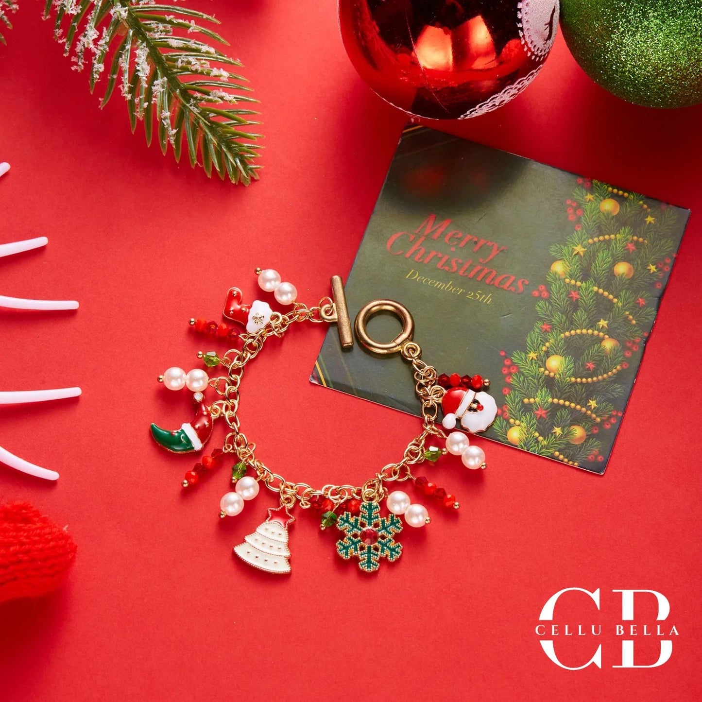 Pulseras navideñas de encanto – Set de pulseras festivas con diseño único