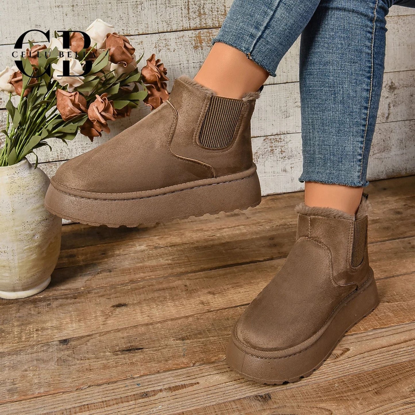 Botas de invierno mujer – Botas suaves elegantes y cálidas en marrón