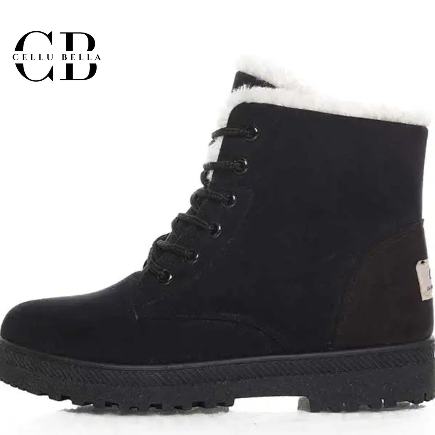 Botas de invierno dama – Botas elegantes con forro de felpa y suela de goma resistente negras