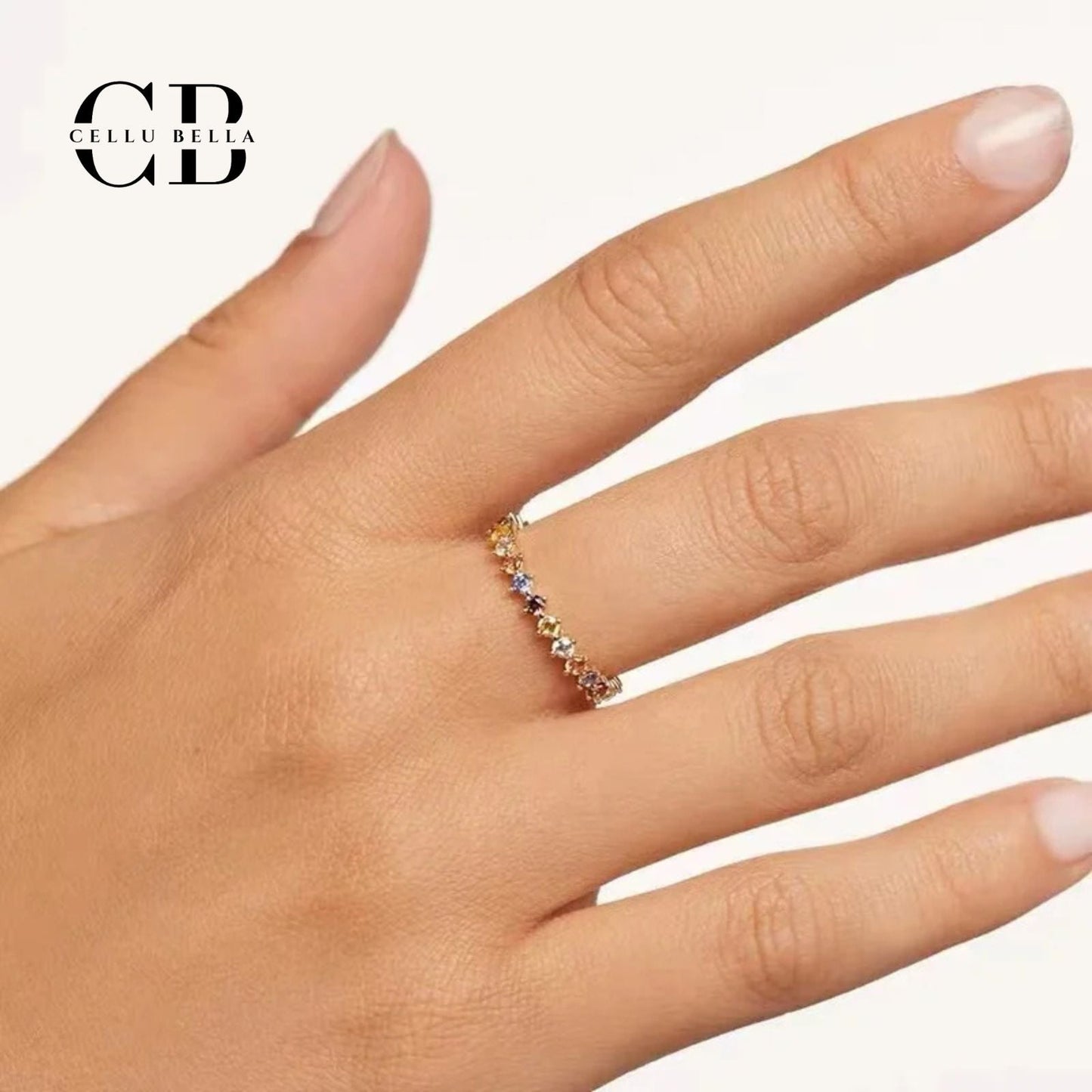 Anillo de cóctel elegante – Anillo de plata esterlina 925 con acentos coloridos