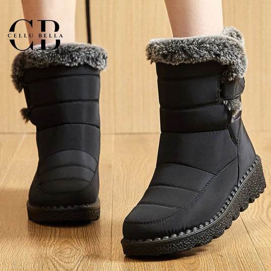 Botas de nieve mujer – Botines de invierno antideslizantes con forro de felpa