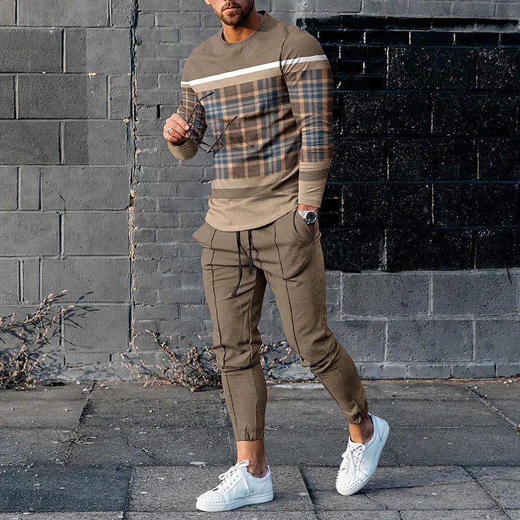 Conjunto streetwear hombre – Camisa y pantalón estampado moderno