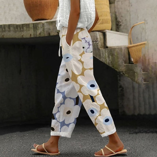 Pantalones elegantes con estampado y bolsillos laterales