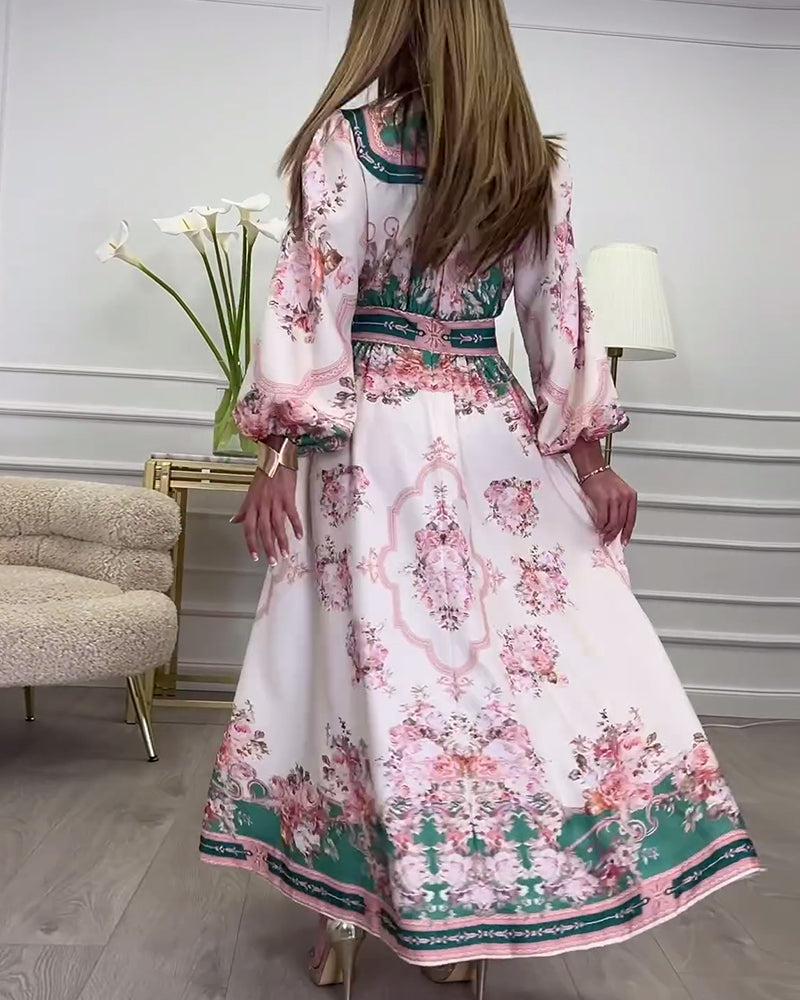 Vestido maxi rosa mujer – Elegante vestido largo de manga larga para ocasiones especiales