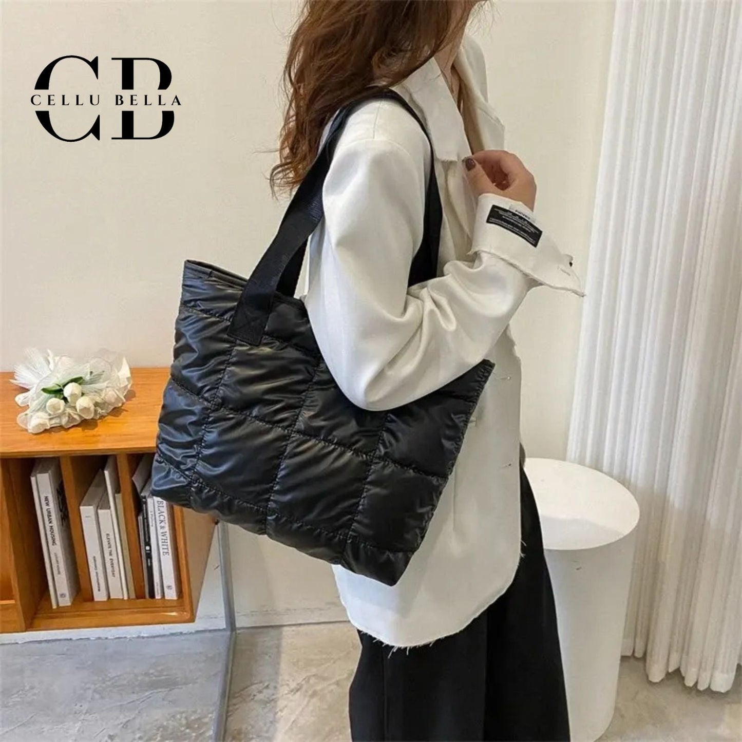 Tote moderna negra – Tote minimalista elegante y funcional