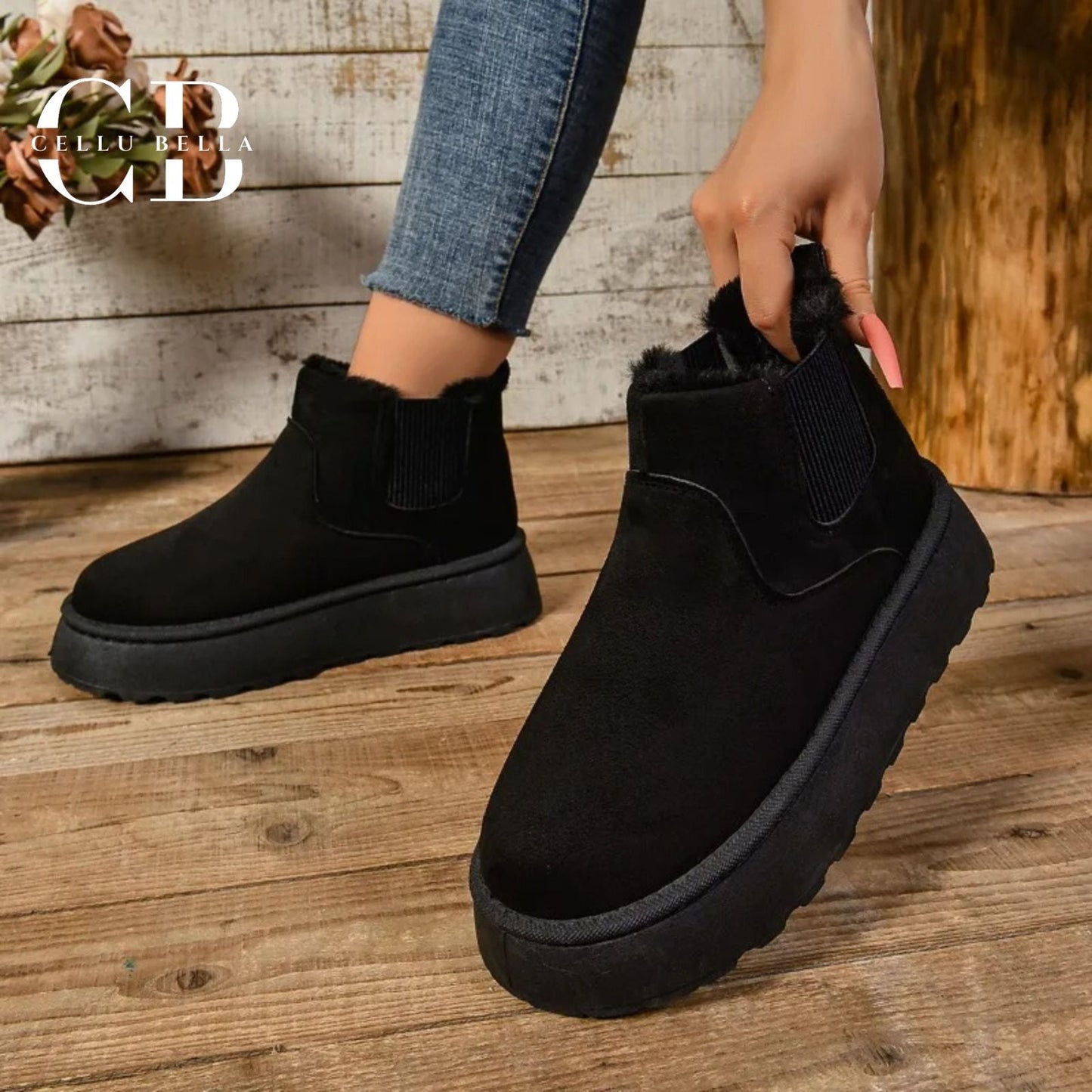 Botas de invierno mujer – Botas suaves elegantes y cálidas en negro