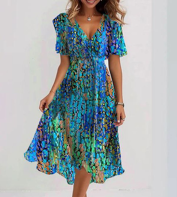 Vestido midi corto azul – Vestido elegante y especial para ocasiones