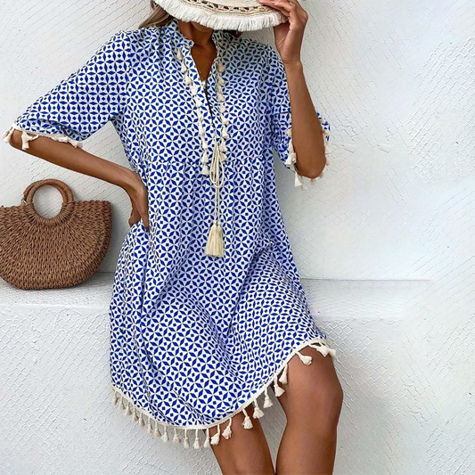 Vestido de verano con borlas – Vestido elegante y fluido para ocasiones especiales