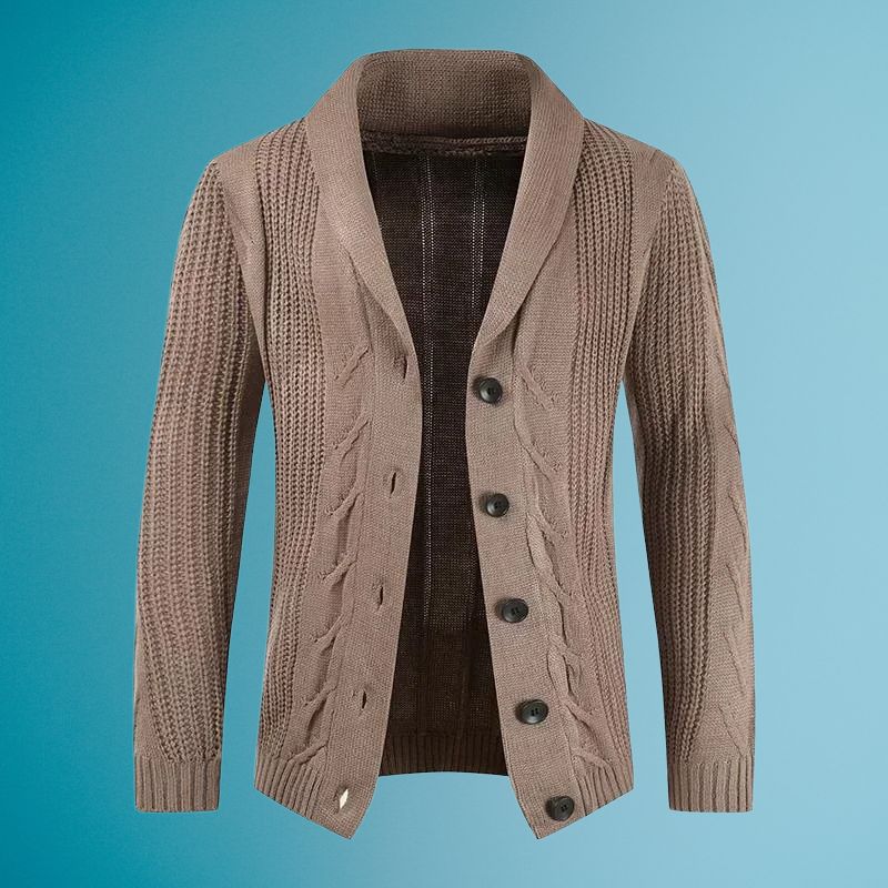 Jersey de punto hombre – Suéter con cuello de solapa para otoño invierno