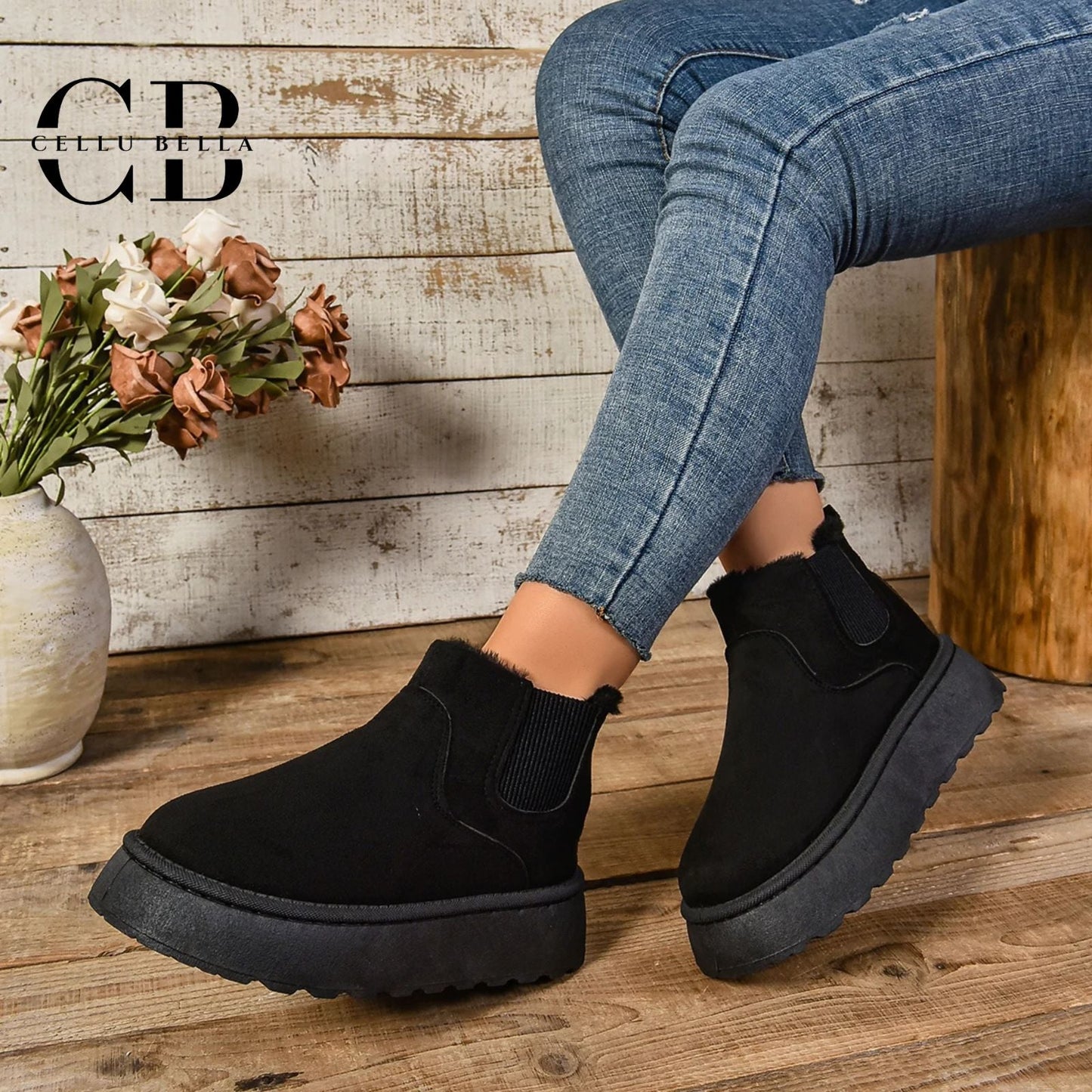 Botas de invierno mujer – Botas suaves elegantes y cálidas en negro