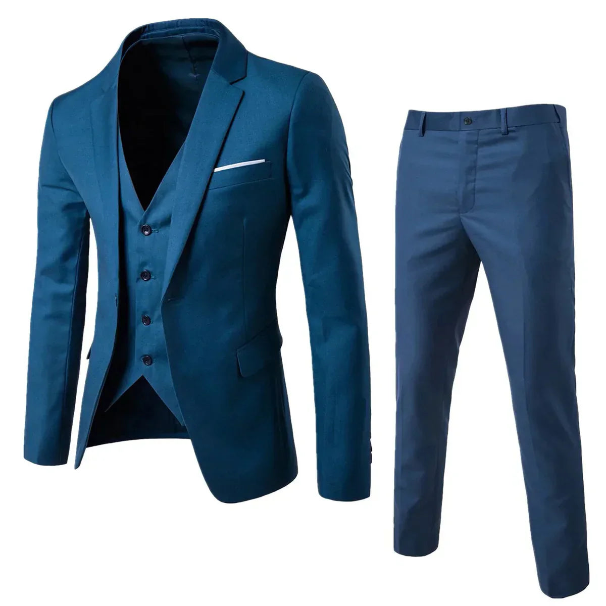 Traje de tres piezas hombre – Elegante azul marino para bodas y eventos