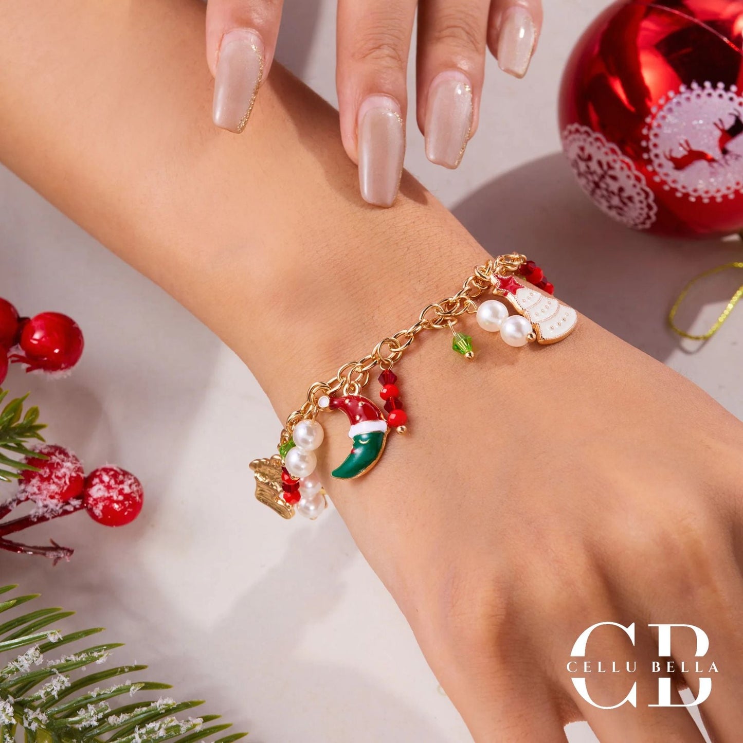 Pulseras navideñas de encanto – Set de pulseras festivas con diseño único