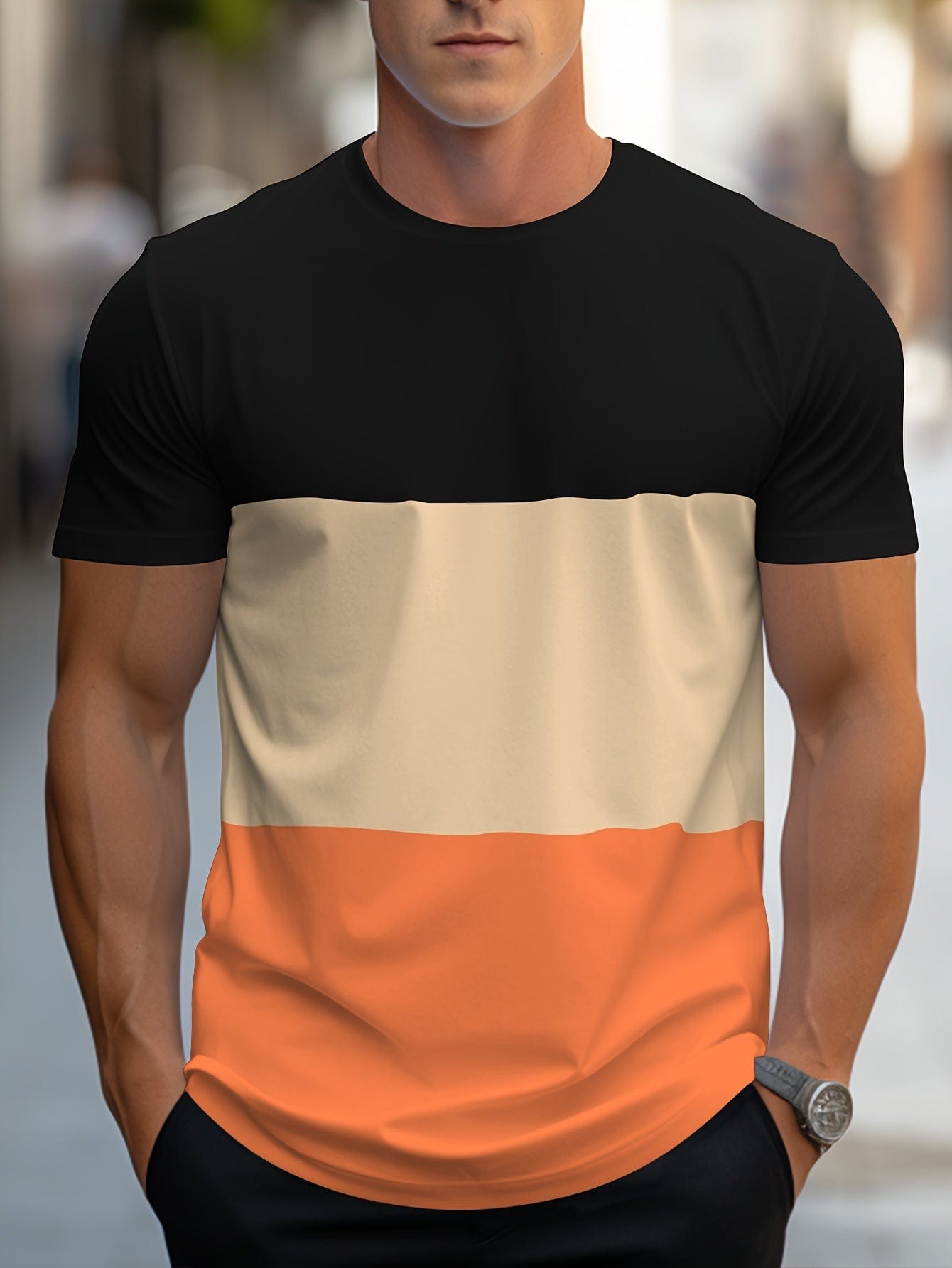 Camiseta a rayas moderna – Camiseta de contraste elegante y fresca