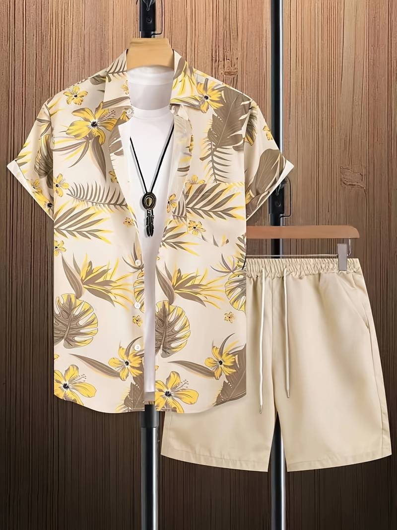 Conjunto verano hombre – Camisa y pantalón corto floral elegante