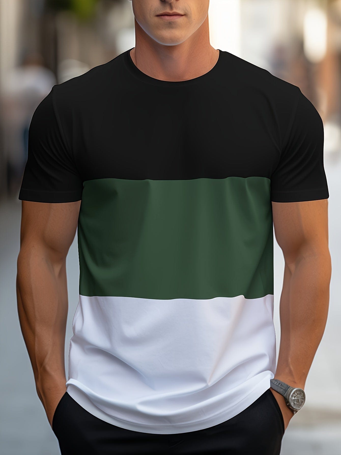 Camiseta a rayas moderna – Camiseta de contraste elegante y fresca