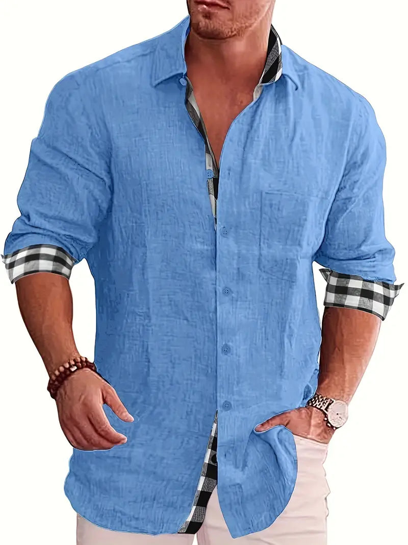 Camisa de cuadros hombre – Camisa de manga larga versátil para todas las estaciones