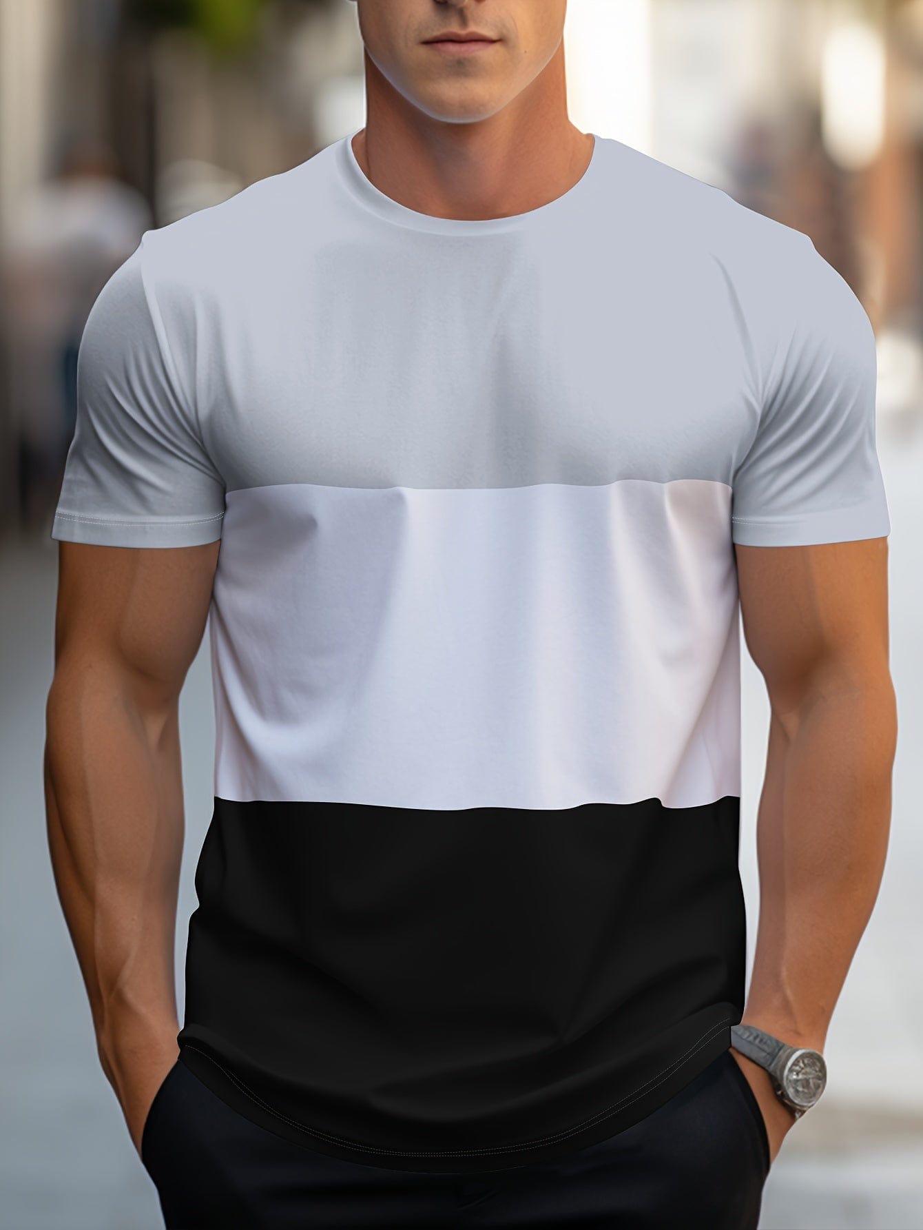 Camiseta a rayas moderna – Camiseta de contraste elegante y fresca