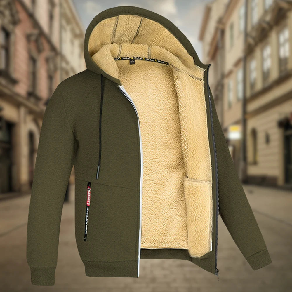 Chaqueta con capucha hombre – Chaqueta polar cálida y cómoda