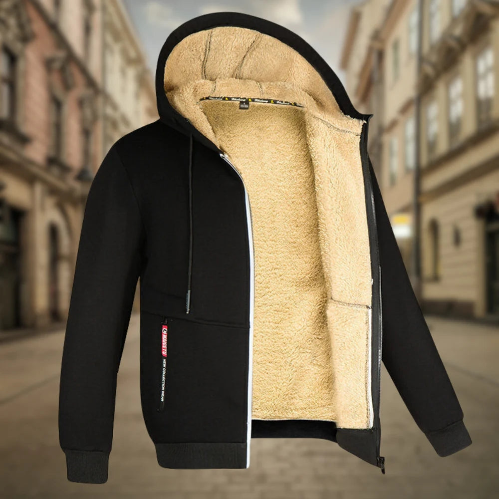 Chaqueta con capucha hombre – Chaqueta polar cálida y cómoda