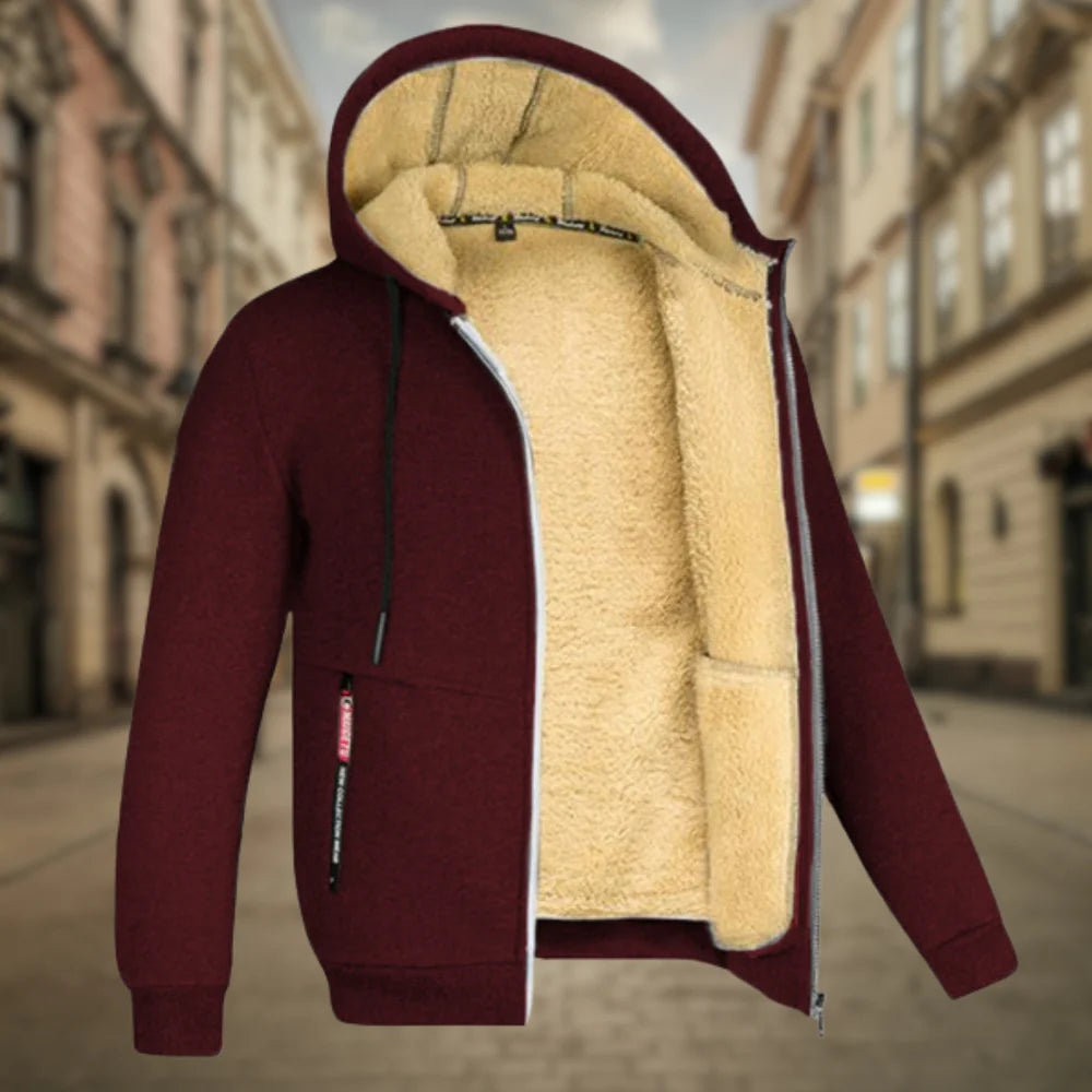 Chaqueta con capucha hombre – Chaqueta polar cálida y cómoda