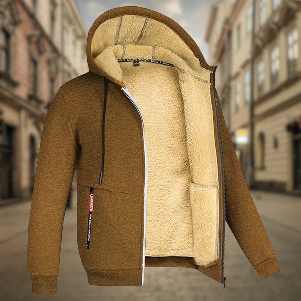 Chaqueta con capucha hombre – Chaqueta polar cálida y cómoda