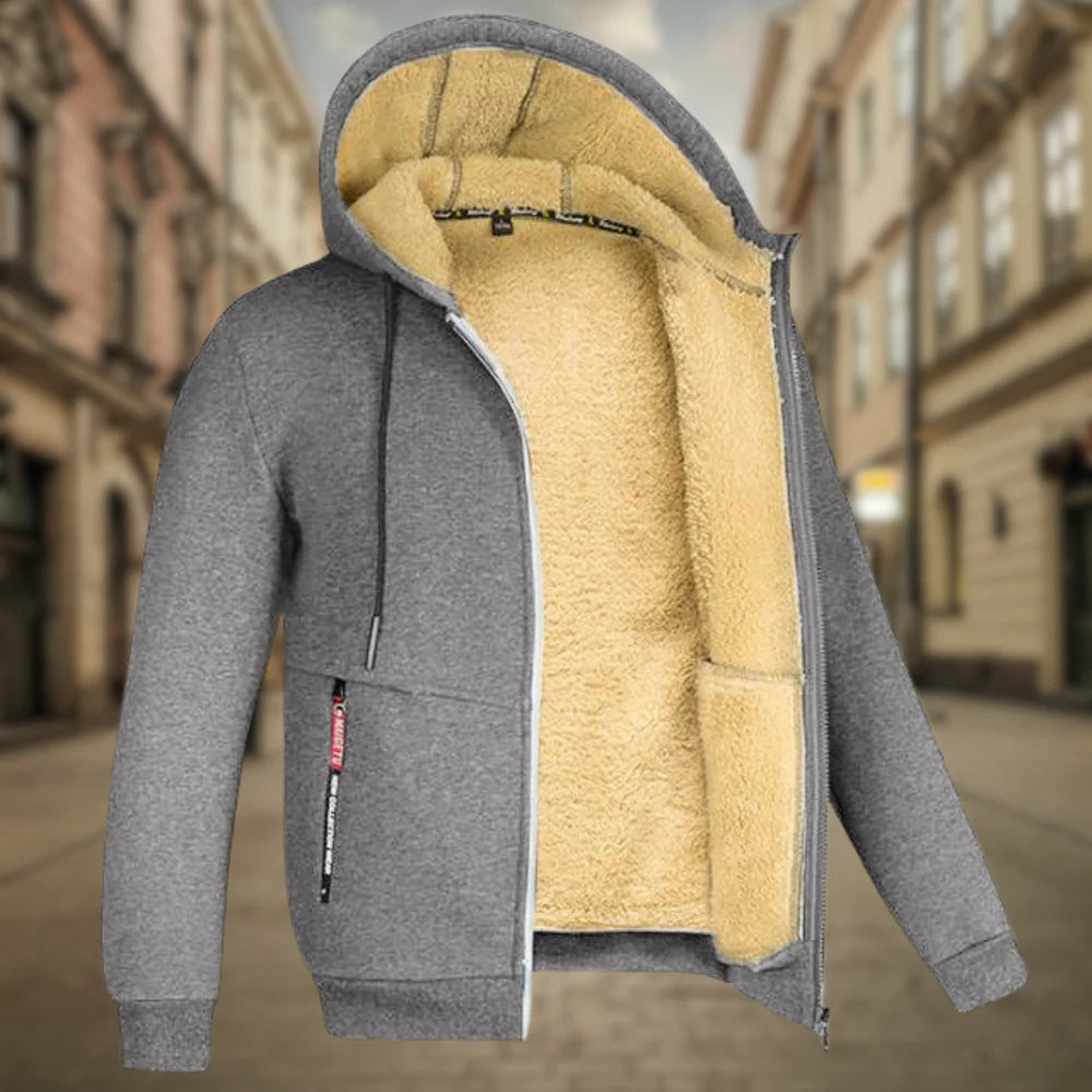 Chaqueta con capucha hombre – Chaqueta polar cálida y cómoda