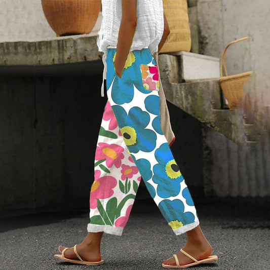 Pantalones Azules Floral – Pantalones Mujer Estampados Frescos y Elegantes