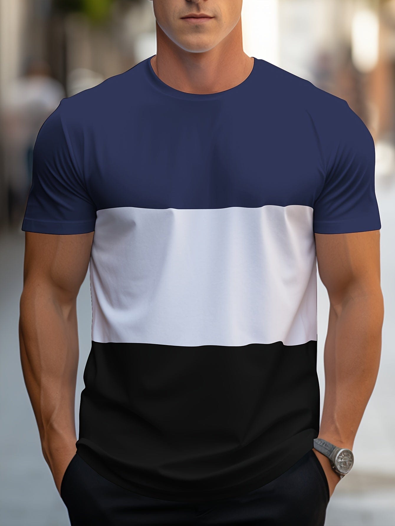 Camiseta a rayas moderna – Camiseta de contraste elegante y fresca