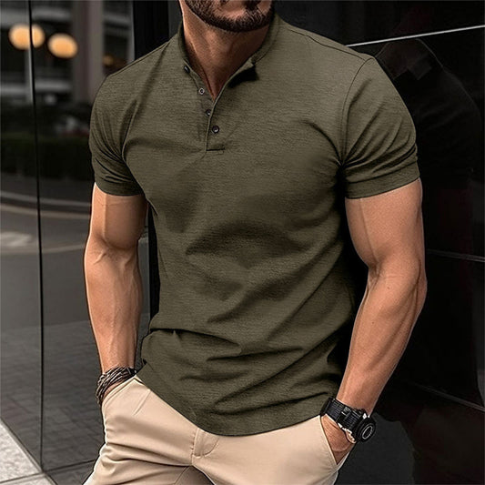 Camisa de hombre verano – Camisa clásica lisa de corte cómodo