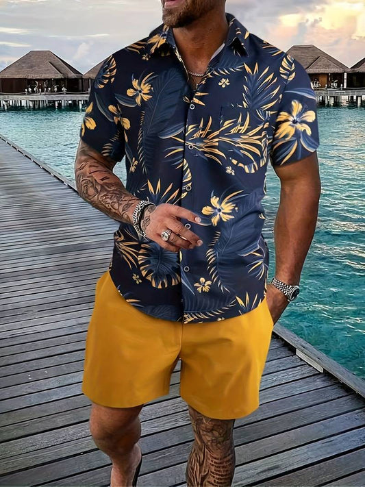 Conjunto verano hombre – Camisa y pantalón corto floral elegante