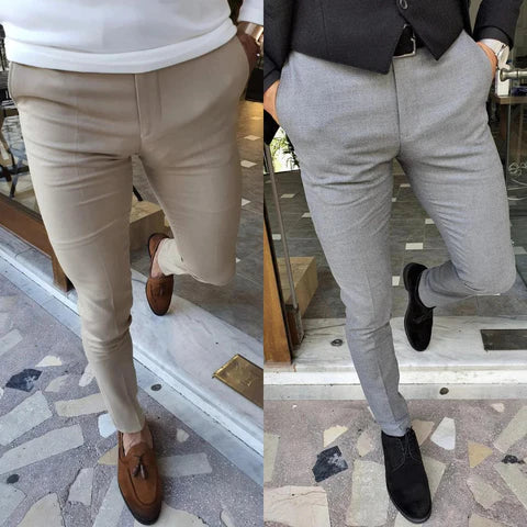 Pantalón ajustado elegante – Pantalón semi-formal para hombre con diseño moderno