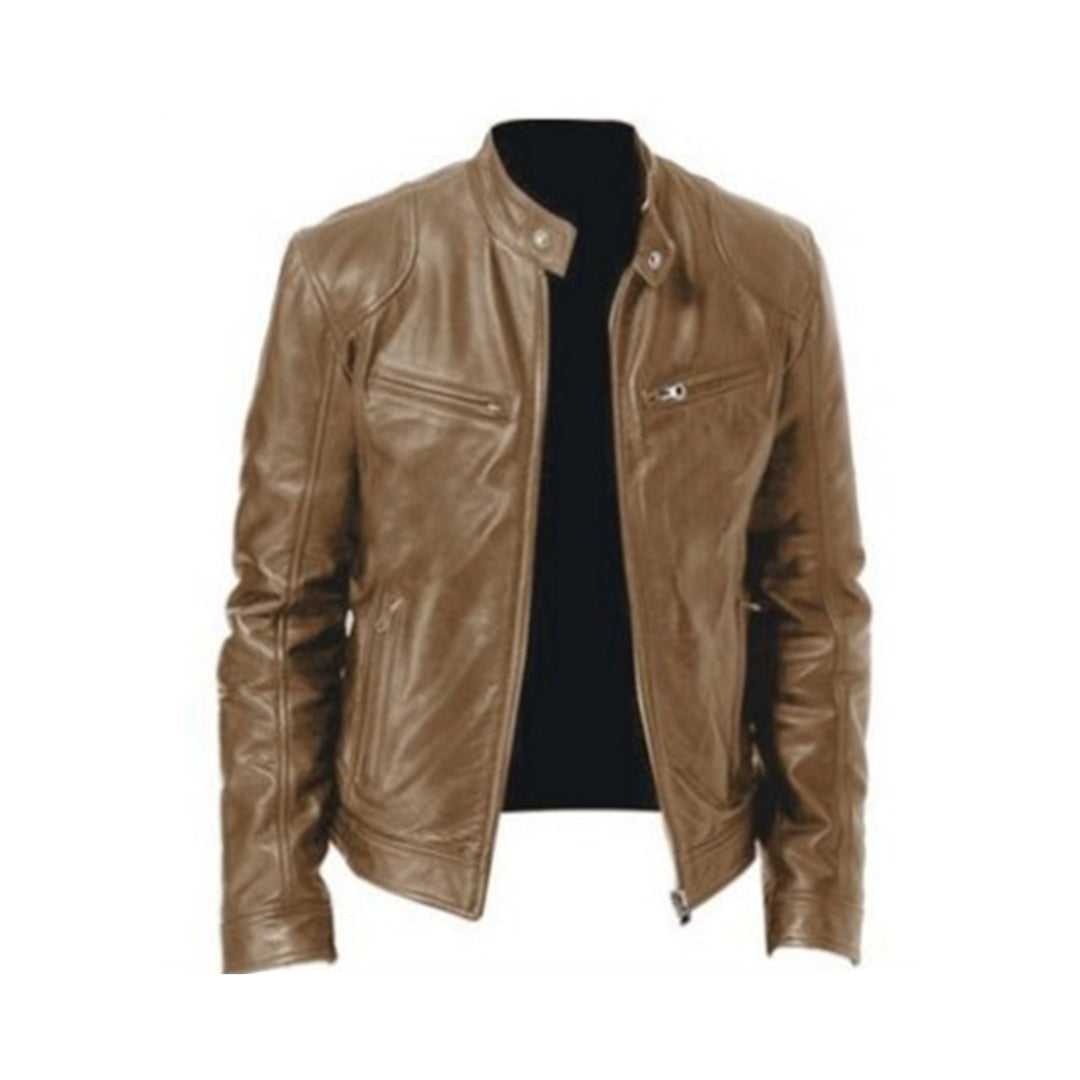 Chaqueta de cuero hombre – Corte clásico en negro, castaño, camel y azul marino para verano