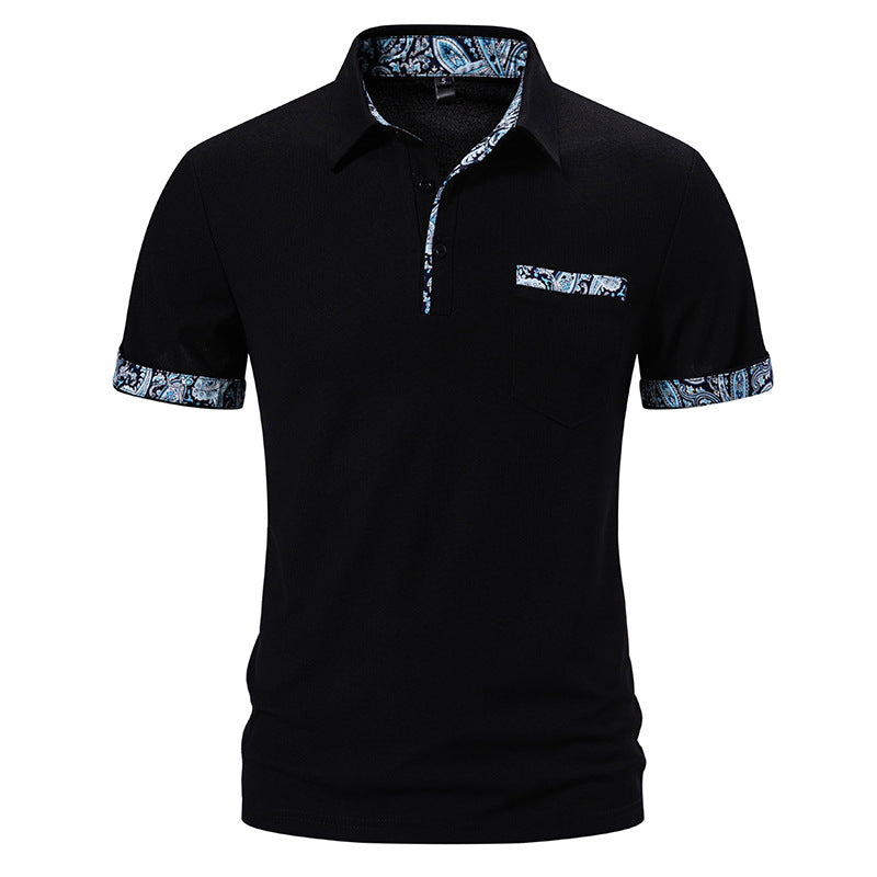 Camiseta hombre verano – Camiseta pico estampado cachemire corta