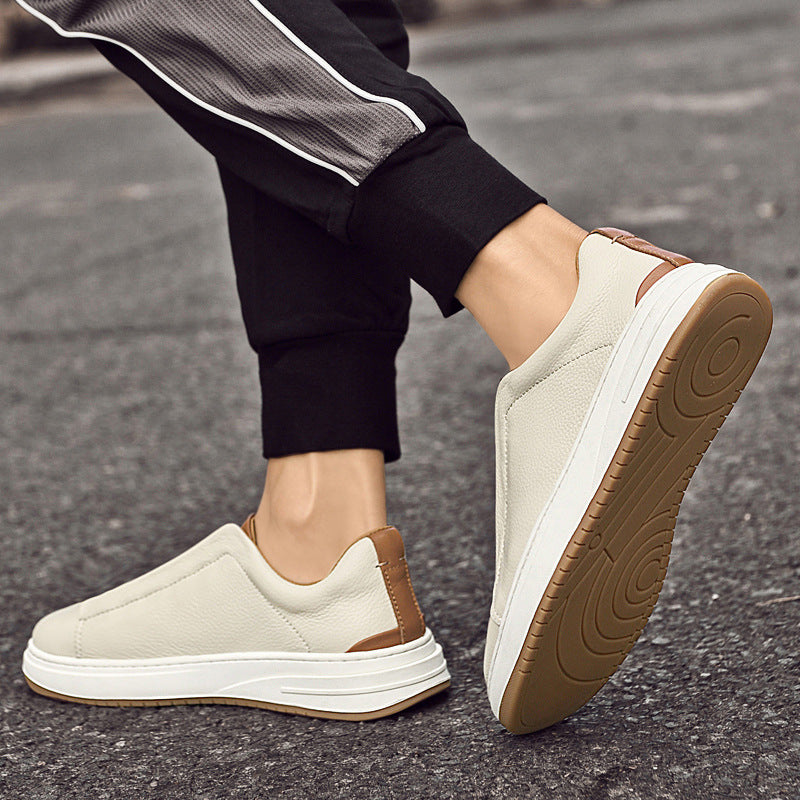 Zapatos de cuero hombre slip-on – Calzado bajo con suela de goma para primavera y otoño