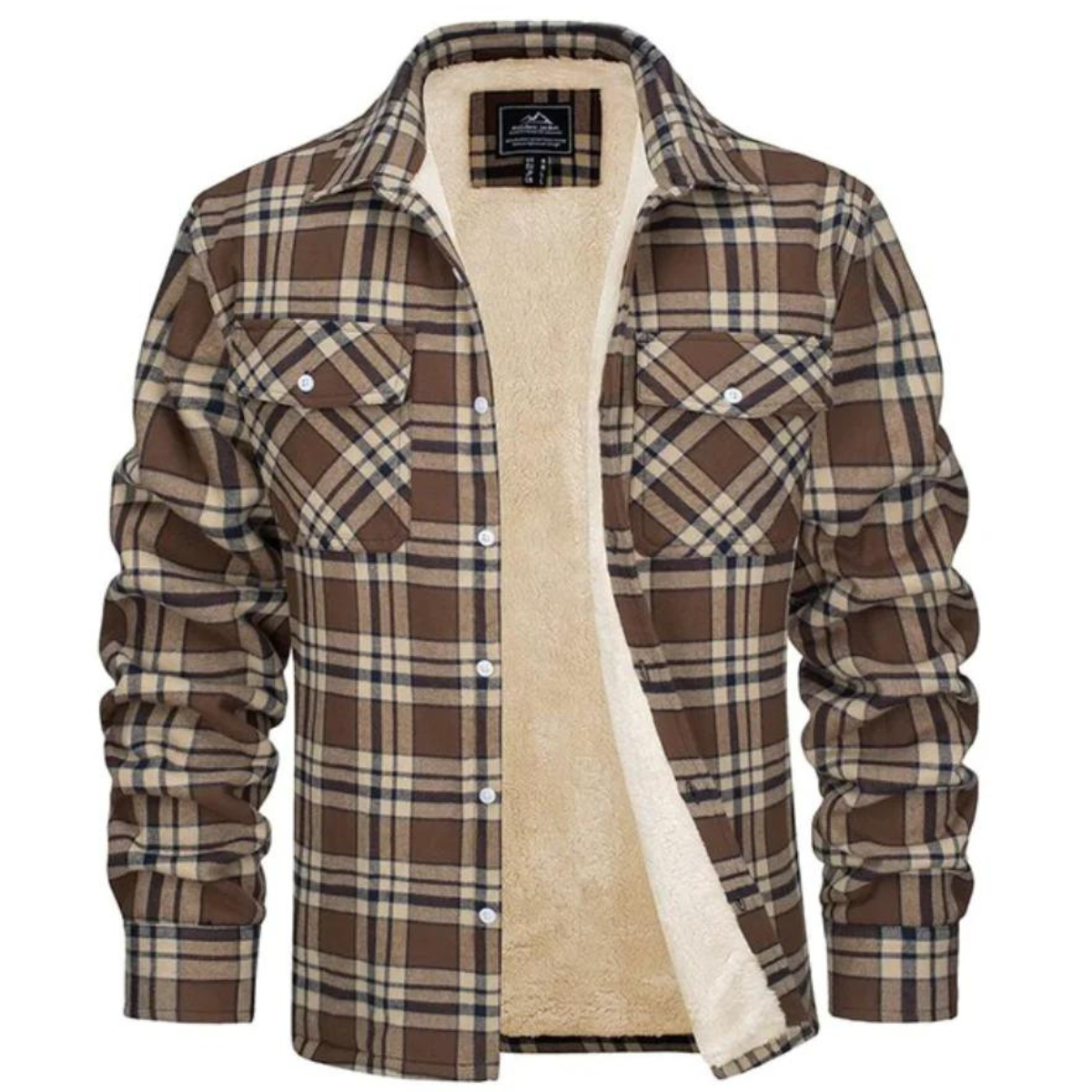 Chaqueta de cuadros hombre – Forrada polar con cuello clásico y botones