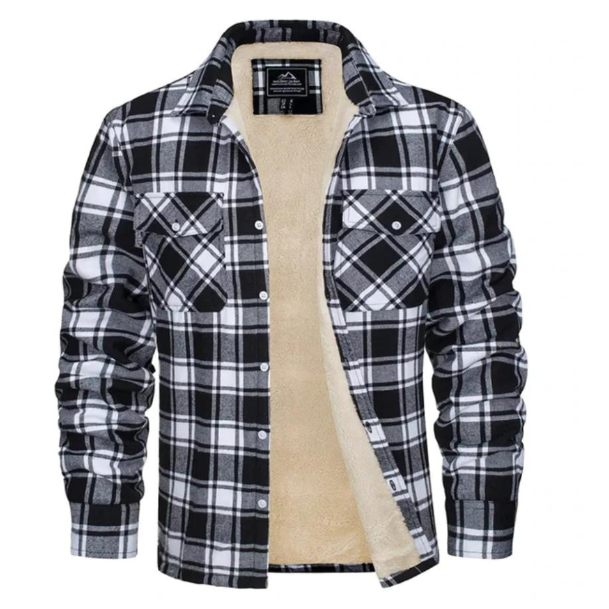 Chaqueta de cuadros hombre – Forrada polar con cuello clásico y botones